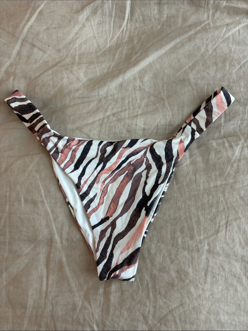 Frankie's Bikini Bottoms White, Pink & Brown Zebra-Print